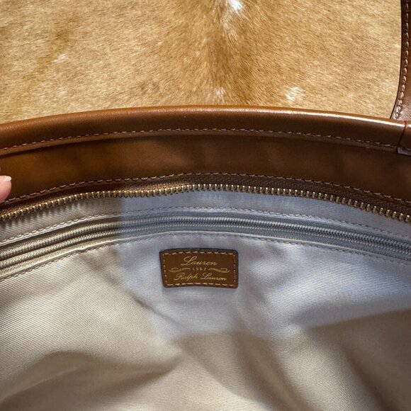 Ralph Lauren RLL Straw and Leather Tote Bag - Classic Tan with Buckle Detail - Picture 8 of 13